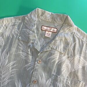 Paradise Blue‎ Hawaiian Shirt Mens Large Tropical Pattern 100% Silk Short Sleeve